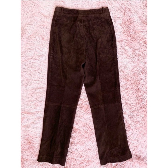 ST JOHN Marie Gray Brown Suede Wide Leg Pants - Picture 4 of 5